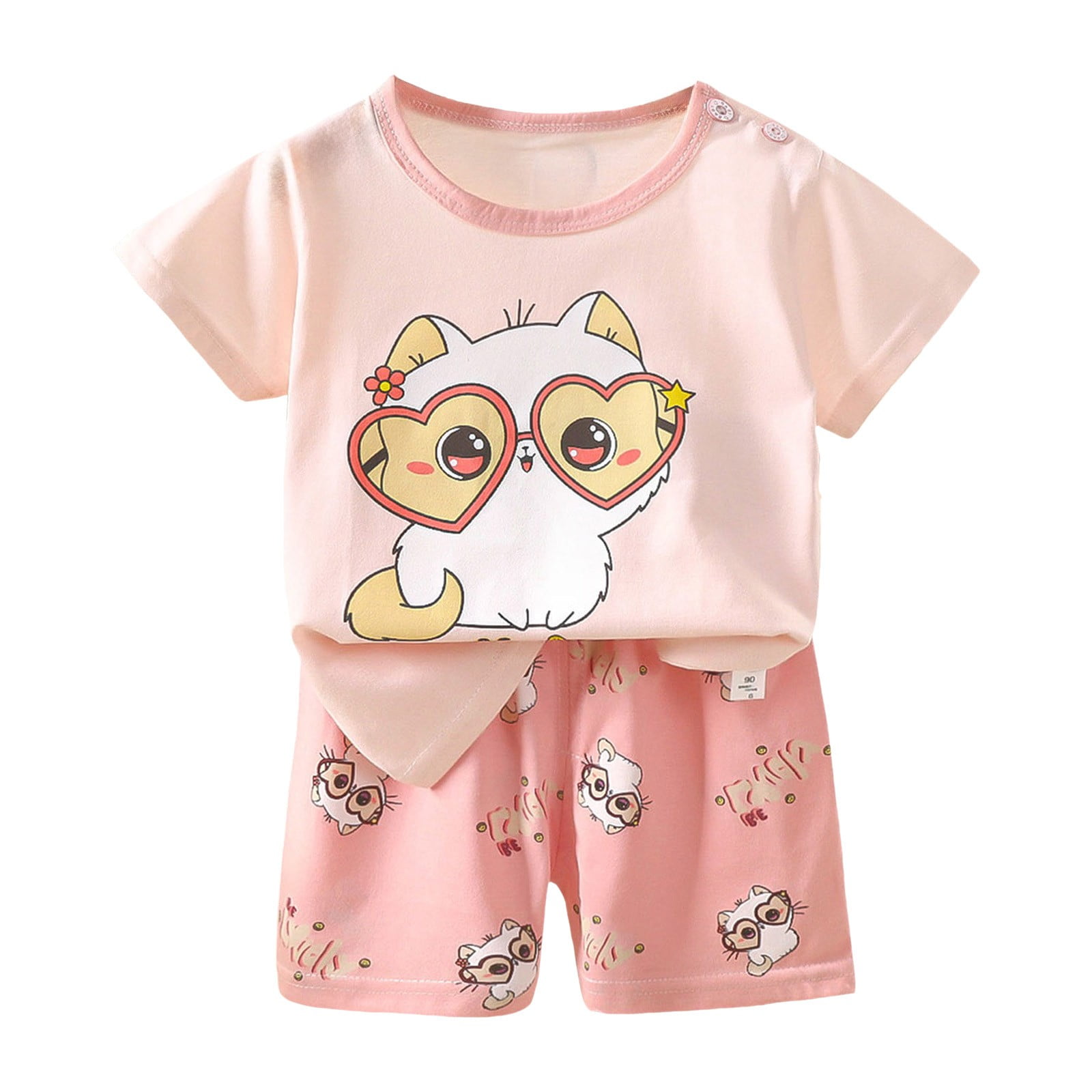 KPOPLK Boys Short Sleeved Shorts Suit Comfortable Breathable Fabric Fashionable Cute Cartoon Print Boy Suit Sizes 4-5 Years