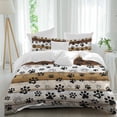 thumbnail image 2 of Brown Paw Print Bedding 3 Piece Duvet Cover Set Full Size, Vintage Farmhouse Country Wooden Grain Soft Microfiber Comforter Cover with Zipper Closure & Pillowcases, FadeResistant Quilt Cover, 2 of 9