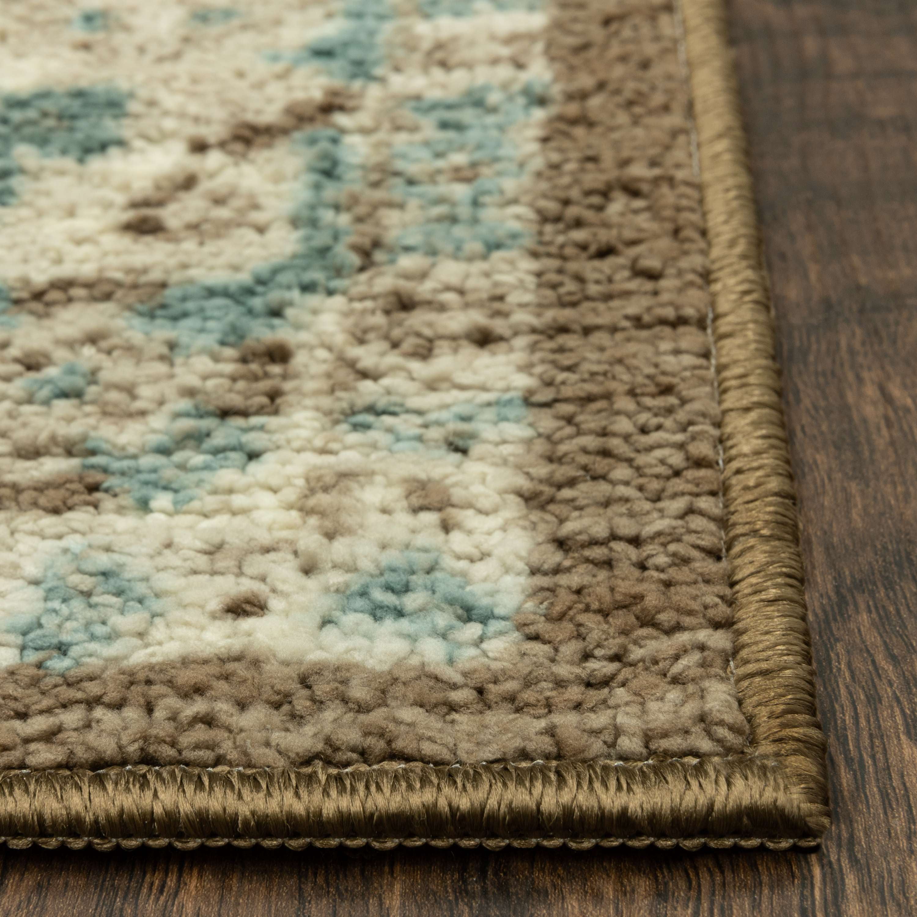 Mainstays Persian Border Medallion Loop Print Brown Blue Indoor Area Rug, 5' x 7'