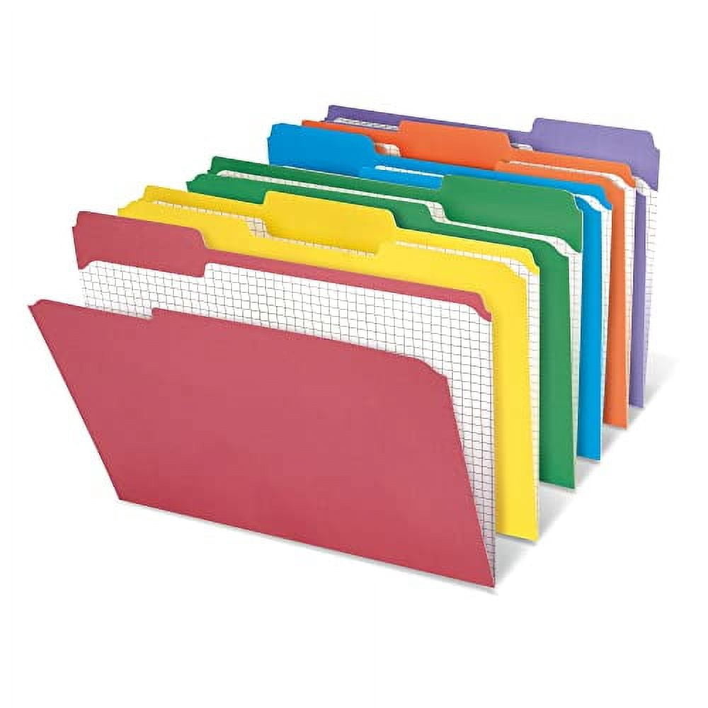 Office Depot Reinforced Tab Color File Folders With Interior Grid, 1/3 Cut, Letter Size, Assorted Colors, Box Of 100, ODR15213AS
