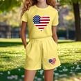 thumbnail image 5 of SELONE Girls Summer Sets 2 Piece 4th of July Big Kids Clothing Short Sleeve Shirts and Shorts Patriotic Graphic Outfits, 5 of 5