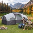 thumbnail image 2 of EDX 8-Person Waterproof Family Camping Tent with Room Divider, Standing Height Cabin Tent with Mesh Roof, Easy Setup Large Tent for Car Camping & Outdoor Adventures, Gray, 2 of 8