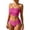 Hot Pink #011, variant on Women's 2 Piece Bikini Set Strapless Swimsuit High Waisted Smocked Bandeau Bathing Suit, L