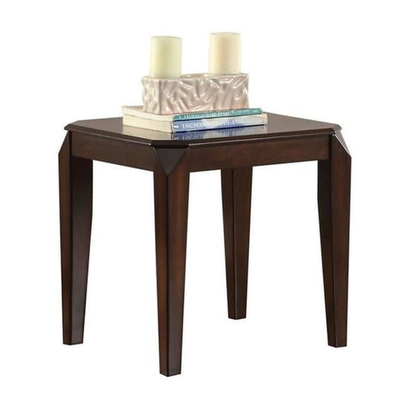 Faceted Corner Walnut Square End Table