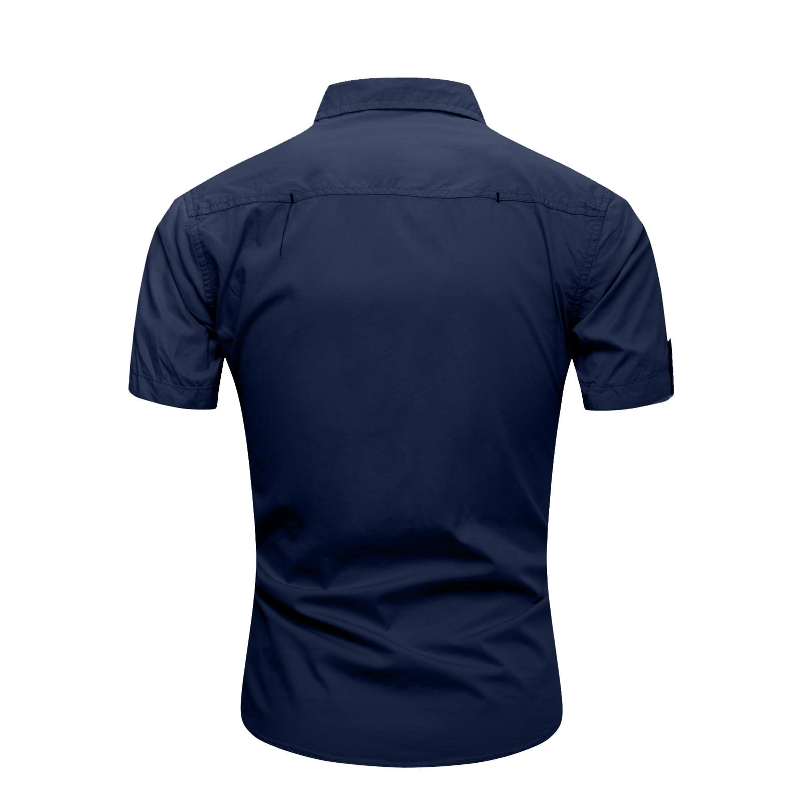 JXMVOJ Men's Workwear Short Sleeved Shirts, Casual Cotton Shirts, Lapel Collar Button-Down Shirts Military Style Shirt Summer Light Shirts Business Work Tops with Double Pockets
