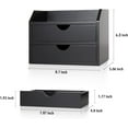 thumbnail image 2 of Black Wood Desk Organizer with 2 Drawer, Mini Cute Cabinet with Storage Shelf for Tabletop, Small Desktop Box Organizer for Cosmetic Office Supplies, 2 of 15