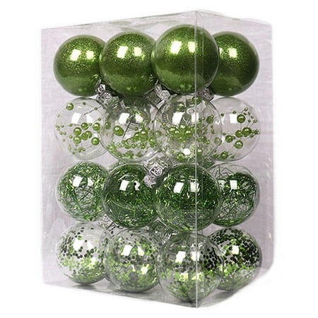 

ActFu 24Pcs Christmas Balls Transparent Colored Easy Hanging Xmas Party Decoration Ball Pendants Party Supplies