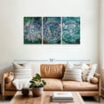 thumbnail image 2 of Elephant Stock Sacred Mandala Symbol Wall Art - Horizontal Multi Panel Canvas - Living Room Wall Decor - Decor Elements Multi Panel - Teal And Purple Decor - 56" x 27", 2 of 8
