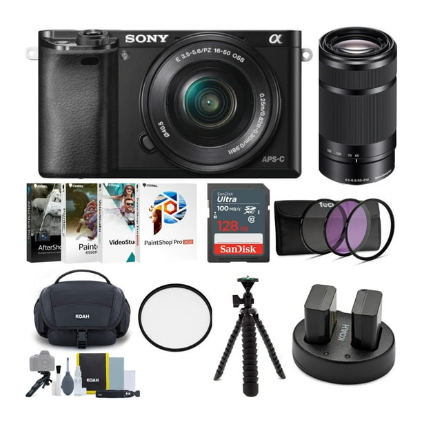 sony a6000 camera with 1650mm & 55210mm lenses (white) + creative & office software suite
