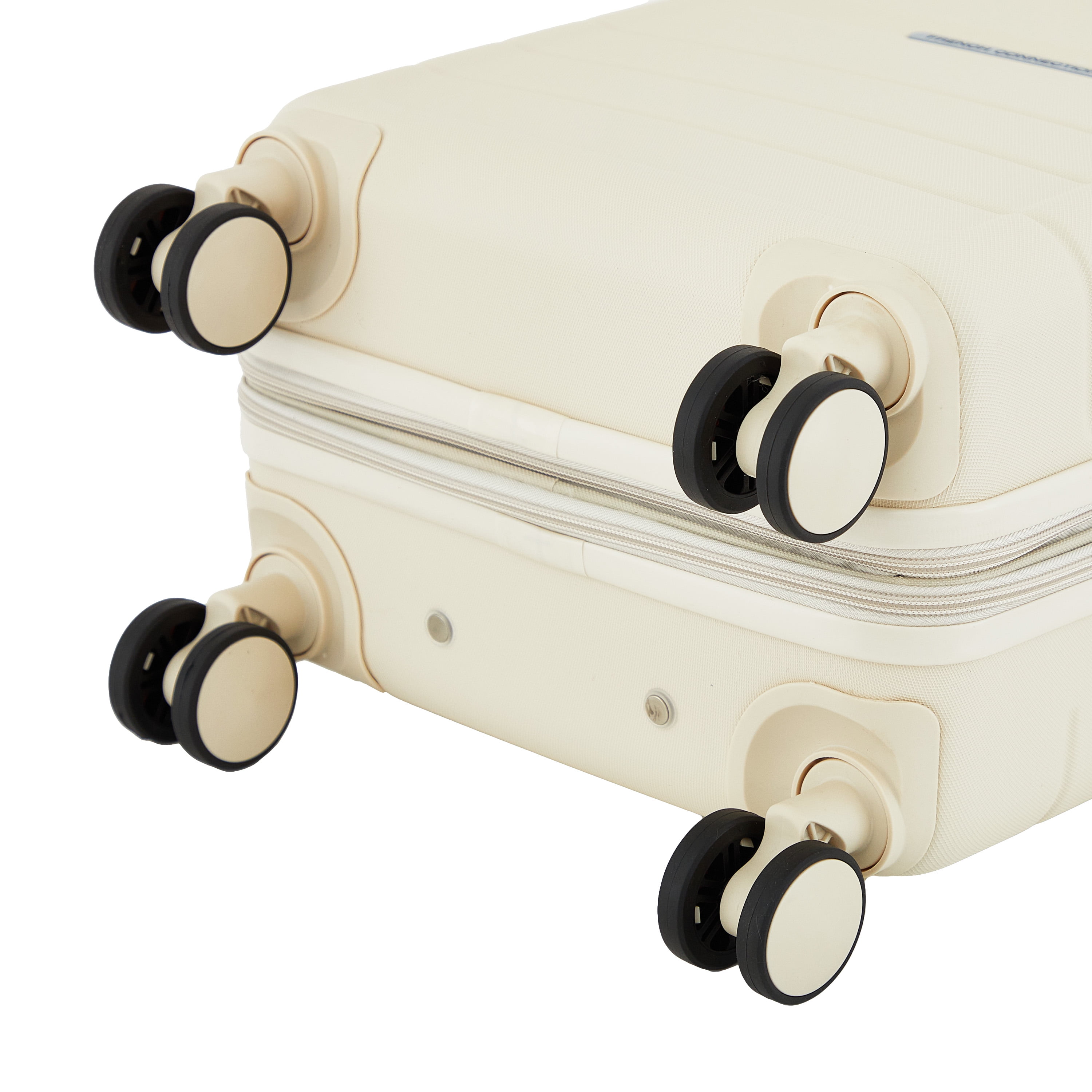 French Connection 22 inch Expandable Rolling Carry-on Luggage with Cup Holder, Whitecap Gray