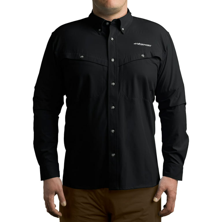 Whitewater Lightweight Moisture Wicking Long Sleeve Fishing Shirt with UPF  50 (Black, Small) 