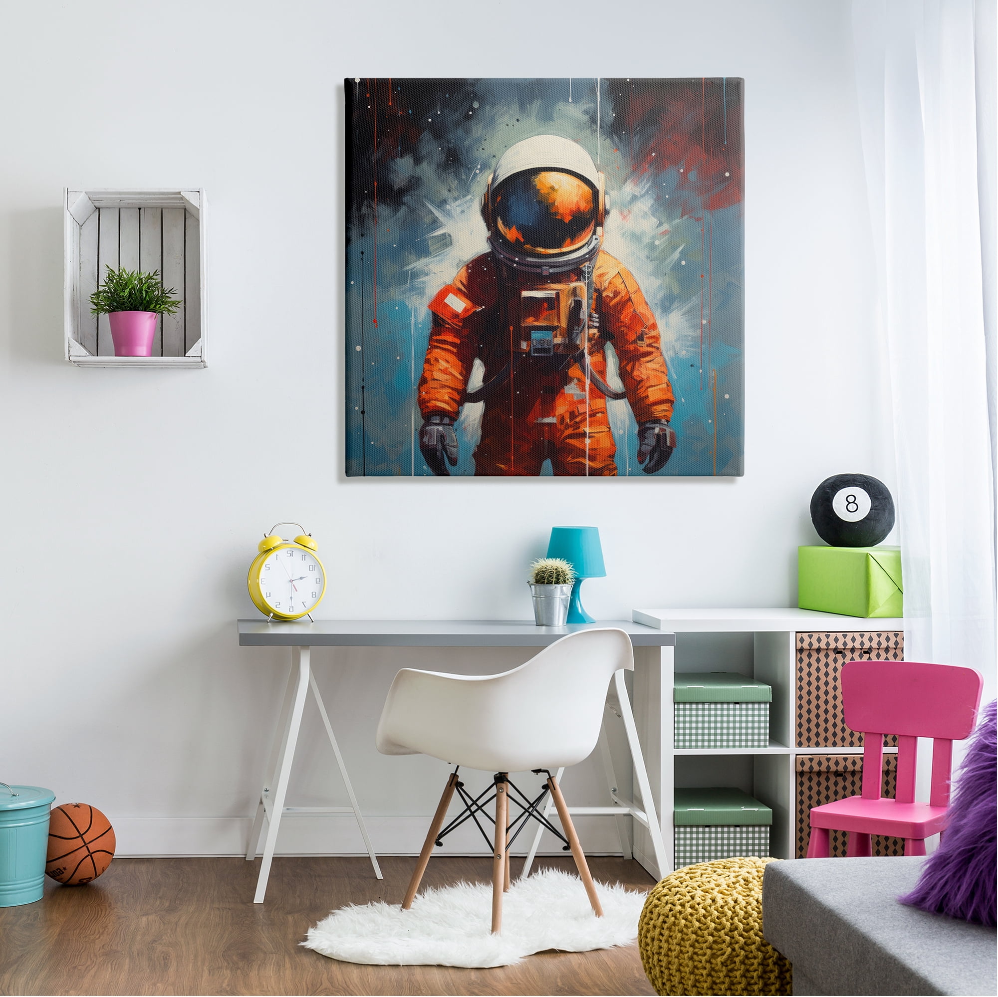 Stupell Industries Abstract Astronaut Portrait Abstract Painting Gallery Wrapped Canvas Art Print Wall Art, 36 x 36