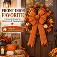 thumbnail image 6 of Halloween Pumpkin Wreath Bow, Faux Ribbon Ornament, Thanksgiving Fall Door Decor, Large Velvet Bow for Wreath & Tree, Rustic Harvest Decoration Accent​, C, 6 of 7