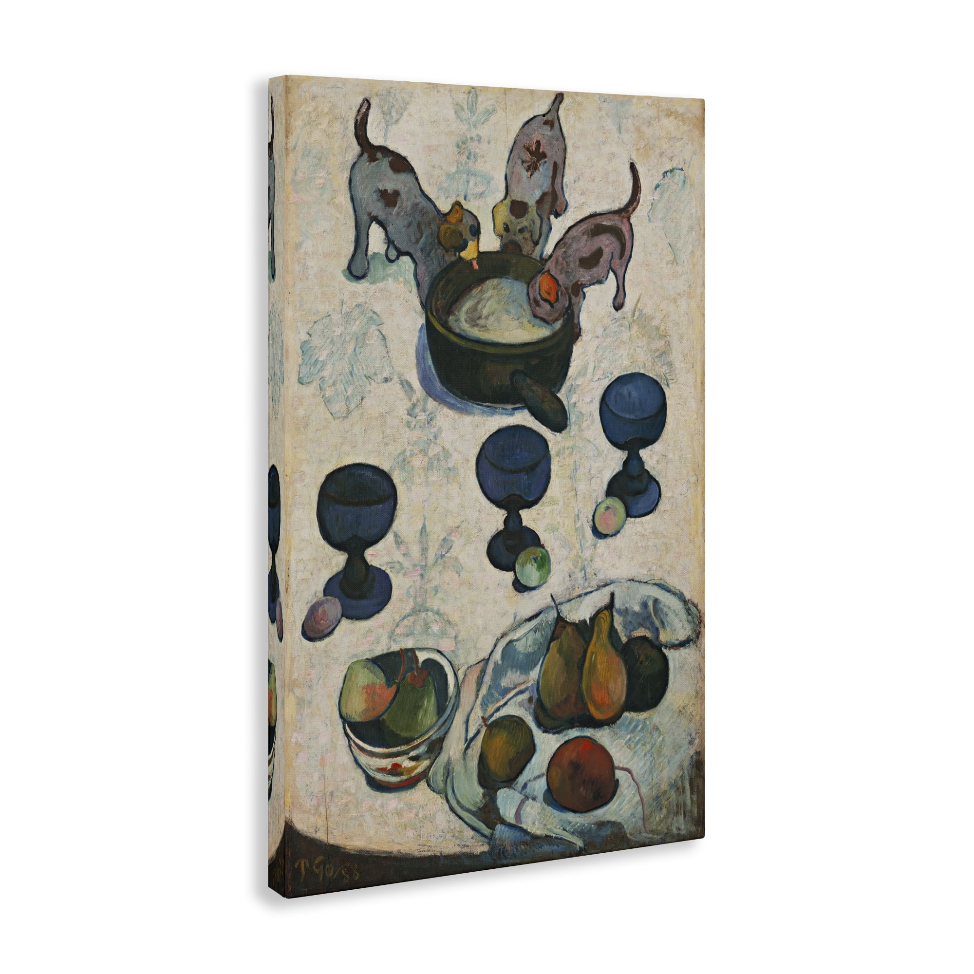 Stupell Industries Classical Still Life Three Puppies Food & Beverage Painting Wrapped Canvas Art Print Wall Art, 16 x 24
