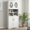 thumbnail image 3 of Giantex 57" Tall Bathroom Cabinet, Freestanding Storage Cabinet w/crylic Doors & Adjustable Shelves, White, 3 of 9