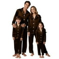 thumbnail image 6 of XDZJLR Family Christmas Pajamas Matching Sets Kids Long Sleeve Silk Like Satin Pure Color Two Piece Holiday Outfit,Loungewear Nightwear Pjs For Women Mom Coffee, 6 of 7
