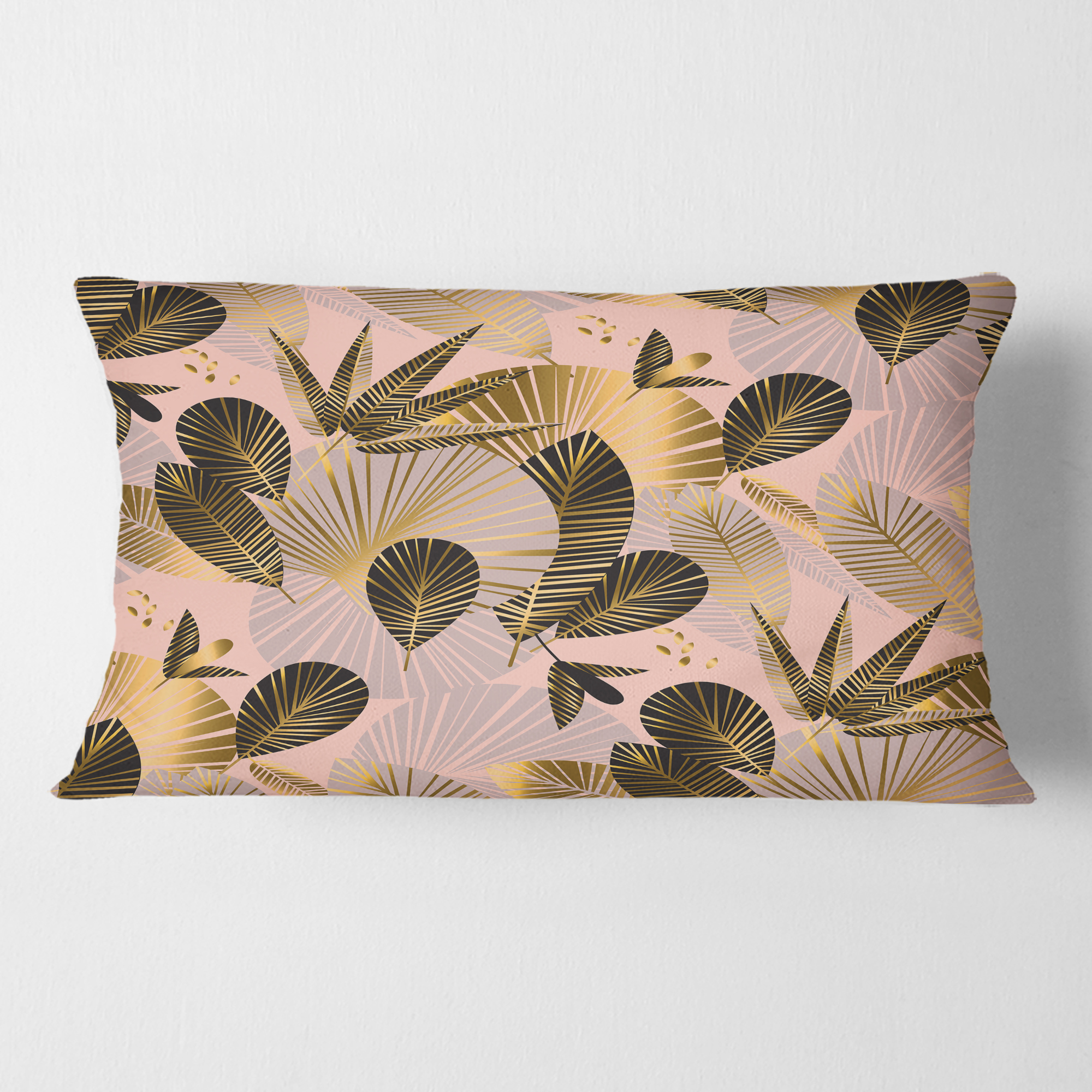Designart Golden Foliage III' Mid-Century Modern Throw Pillow - 12x20