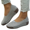 thumbnail image 4 of hopeusnice Women's Summer Flat Shoes Breathable Comfortable Slip On Loafers Perforated Flats Walking Shoes Ladies Low Heel Buckle Buckle Gray 36, 4 of 9