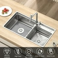thumbnail image 2 of 2Pcs MultipurposeSilicone Sink Protector Mats Anti-Slip Hollow Out, Rollable, Rear/Center Drain, 2 of 15