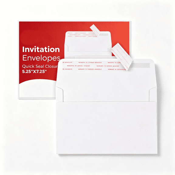 CCOCC 50Pack 5 X 7 Envelopes,White A7 Envelopes Self Seal for Weddings,Invitations,Photos,Postcards,Greeting Cards Mailing,Baby Shower,Graduation