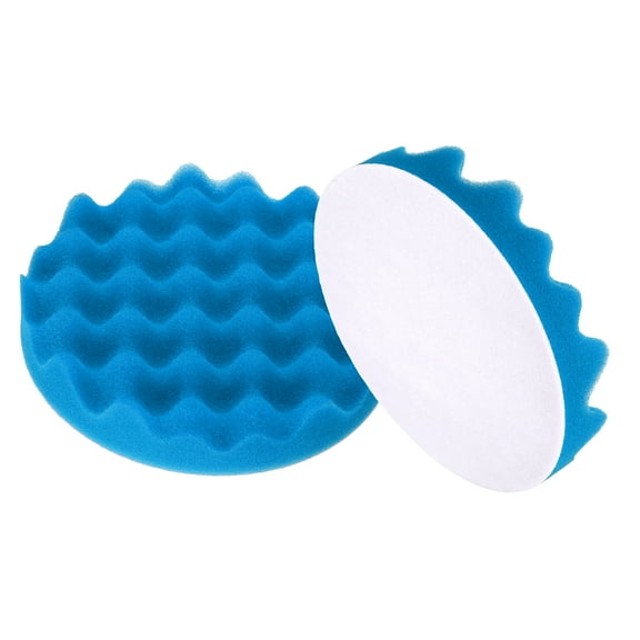 Uxcell 2pcs Buffing Sponge Pads 6" Polishing Wheel Waffle Finishing Grip Pad Car Buffer Polisher with Hook and Loop Back for Car Detailing Polishing Waxing, Blue