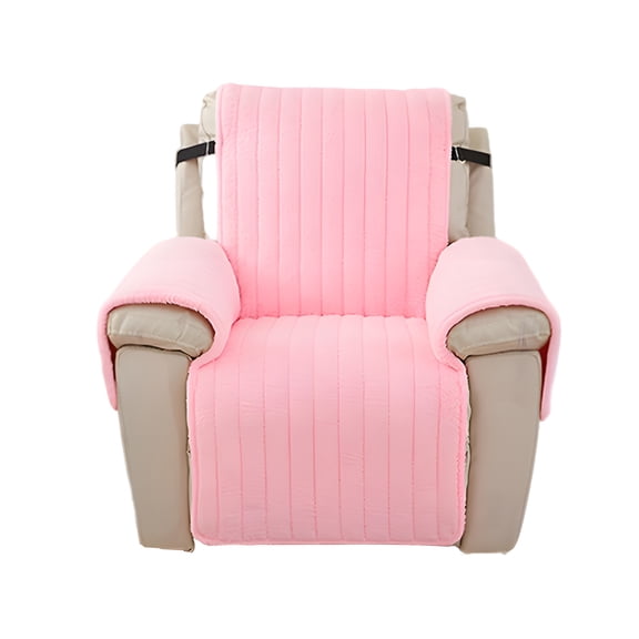 AUQ Fluffy Plush Recliner Chair Cover Small Recliner Slipcover for Dogs Seat Width to 23 Inch Washable Faux Fur Recliner Chair Protector with Elastic Adjustable Strap for Kids and Pets