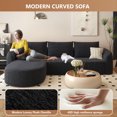 thumbnail image 3 of 111" L Shaped Modern Modular Sectional Curved Sofa, Minimalist Style Comfy Cloud Couch for Living Room Apartment, No Assembly Required Boneless Couches (Black,Left Facing Chaise), 3 of 8