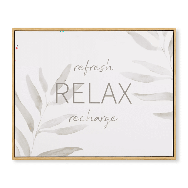 Bouclair Naturel Tableau encadré Relax Refresh Recharge 16 X 20 po (40.6 X 50.8 cm)
