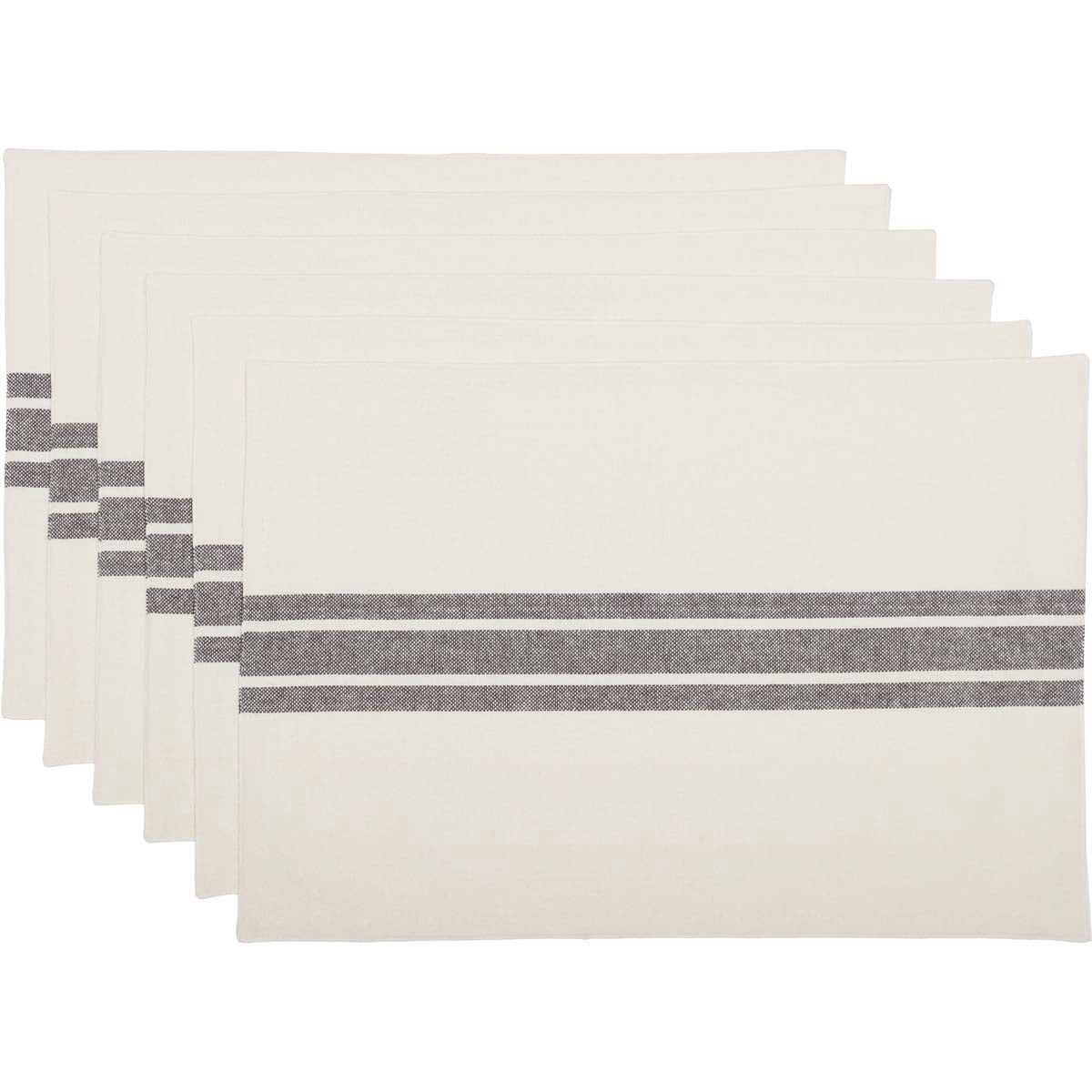 Piper Classics Market Place Gray Grain Sack Stripe Placemats, Set of 4