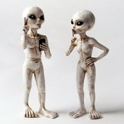 Alien Statues 'Peace & Quiet' 10 INCH H Standing Extraterrestrial Figurine Set -  Antique White