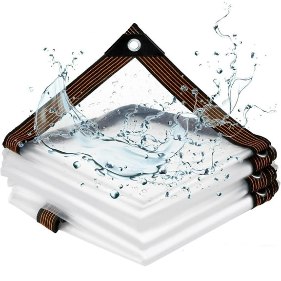 Clear Tarps Waterproof with Grommets,6.5X10 ft Clear Plastic Tarp,Heavy Duty Outdoor Clear Tarp Covering for Patio Henhouse Porch Canopy Plant Camping