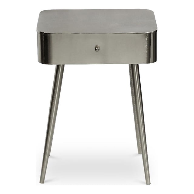 Meridian Furniture Rylan Table de Nuit en Métal Argenté