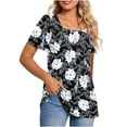 thumbnail image 1 of Camisetas informales de verano para mujer, cuello cuadrado, manga corta, túnica, blusas sueltas y cómodas OAVQHLG3B Store  lin121212, 1 of 4