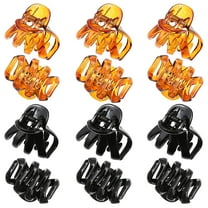 12 Pcs Small Octopus Hair Clips for Women Hair Claw Clips 1.57 Inches No Slip Jaw Clip for Thin Thick Hair Strong Hold Hair Clamps (Black/Orange (Octopus Clear Hair Clips)