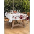thumbnail image 3 of Outdoor Tablecloth with Umbrella Hole for Patio/Picnic/Party/Camping, Red Flowers Waterproof Table Cloth Rectangle Table Cover Washable, Spring Floral Elegant Pastoral Watercolor (52"x 70"), 3 of 8