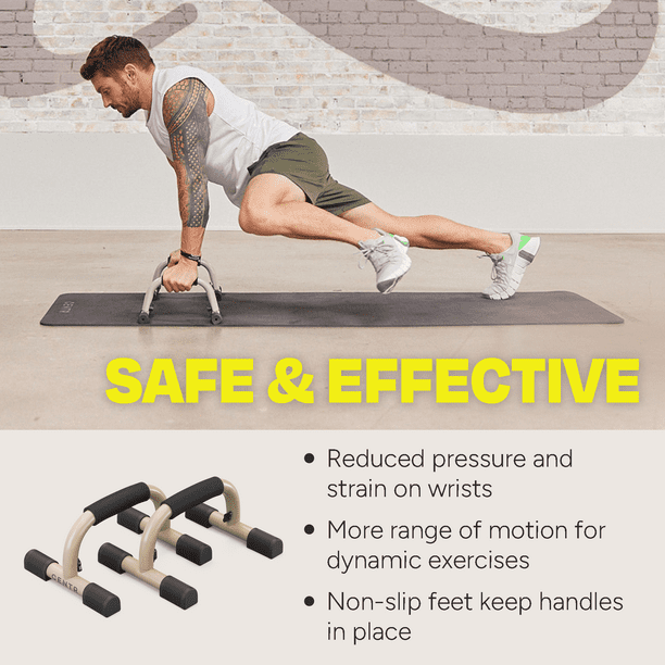 Centr by Chris Hemsworth Push up Bars Slip Resistant Grips Sand Brown 2 Pack 3 Month Membership
