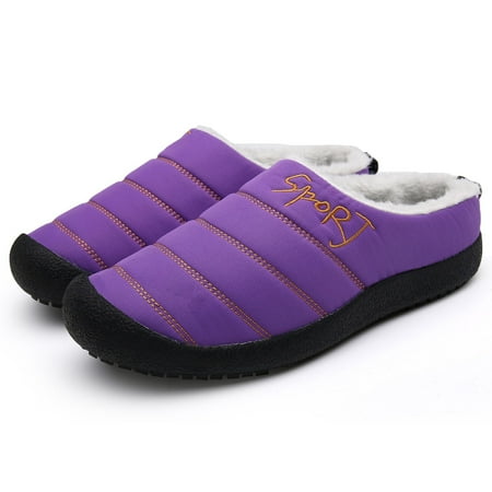 

YOUSNH Womens Slippers Warm Winter Flats Shoes For Womens Indoor House On With Cotton Shoes Woman 2024 Trend Purple 8.5