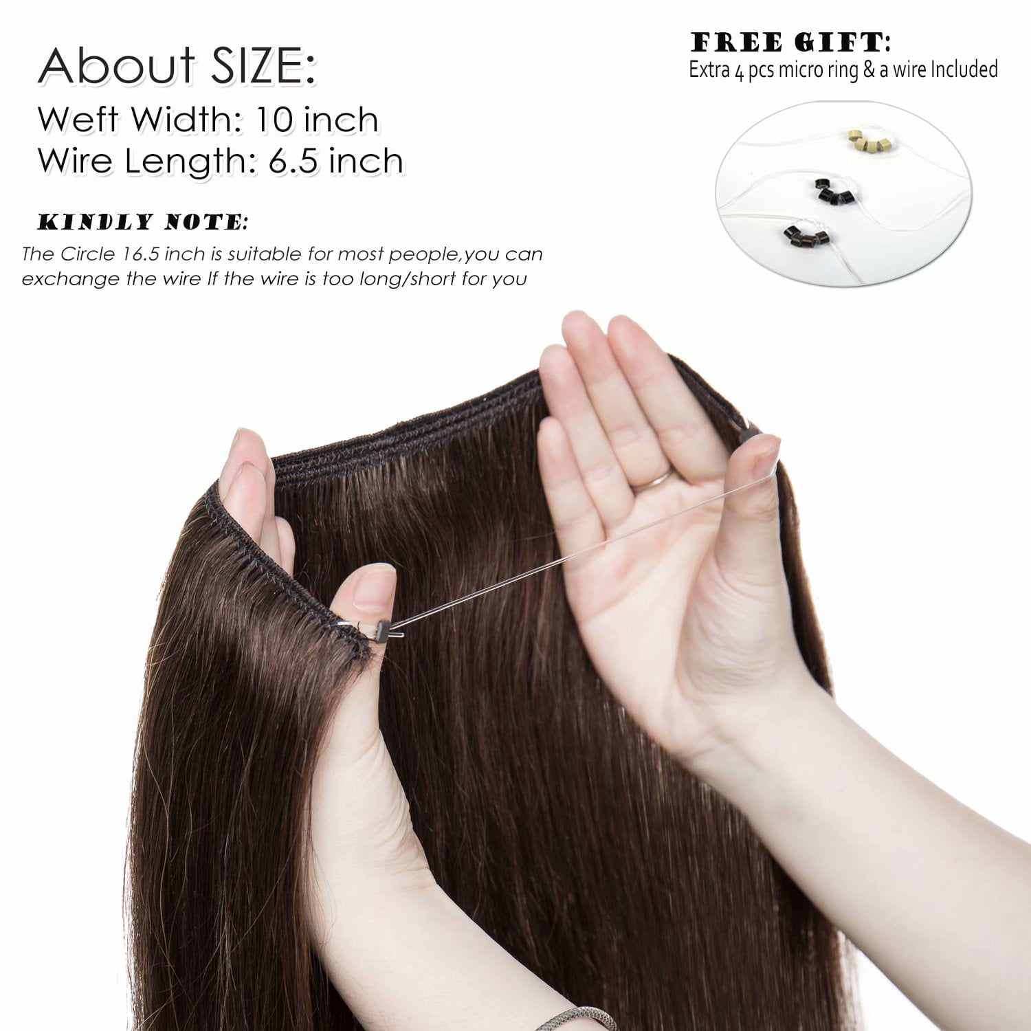 Benehair Human Hair Extensions Wire In Headband Hiddien Secret No Clip Weft One Piece Remy Hair Straight Women Brown