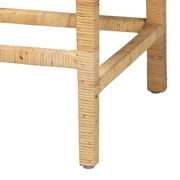 bali & pari Sofia Rattan and Mahogany wood BOHO Counter Stool, Natural
