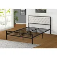 thumbnail image 3 of Contemporary Full Size Metal Platform Bed, Tufted Headboard, Beige, 3 of 4