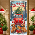 thumbnail image 6 of Decorative Design Christmas Banner with Red Car and Golden Retrievers for Holiday Celebration Winter Festive Event, 6 of 9