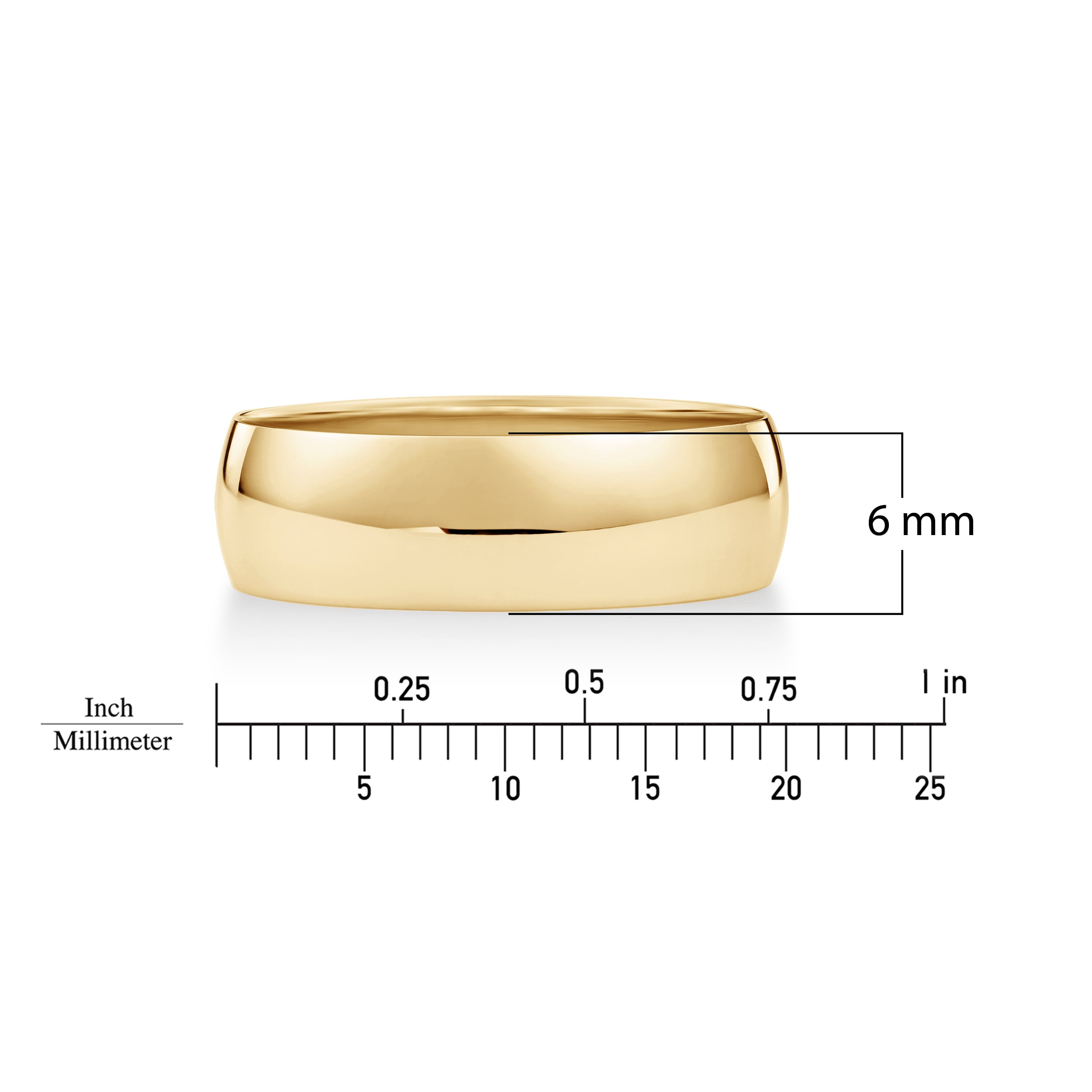 Men's 14K Yellow Gold 6mm Traditional Plain Wedding Band Size 14