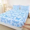 thumbnail image 4 of Erosebridal Cute Blue Full Size Sheets for Girls, Butterfly Bow-Tie Bed Sheets, 1 Flat Sheet, 1 Fitted Sheet and 2 Pillowcases, 4 of 5