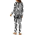 thumbnail image 5 of DISNIMO Zebra Stripe Print Pajama Sets for Women 2 Piece Long Sleeve Pj Sets with Long Pants Soft Comfy Sleepwear Nightwear Crew Neck Pjs Lounge Sets, M, 5 of 7