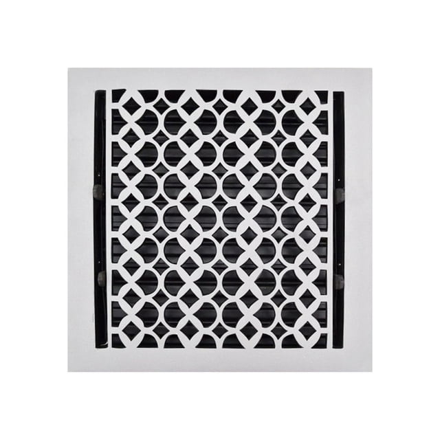 Registre d'Aération de Plancher en Fonte 10′′ x 10′′ – Conception Robuste de Style Tudor Mushroom, Couvercle d'Aération Fait à la Main Sans Rouille avec Amortisseur Ajustable – Grille CVC Repeignable Enduite de Poudre pour Planchers et Murs