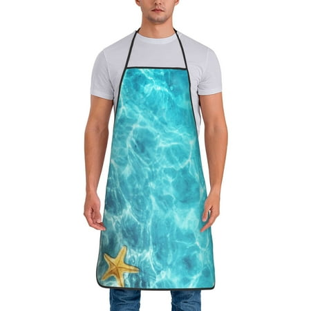 

Lukts Coral And Seashell On The Beach Print Unisex Tie-Up Aprons Bibs for Chef Kitchen Grill Beverage Shop