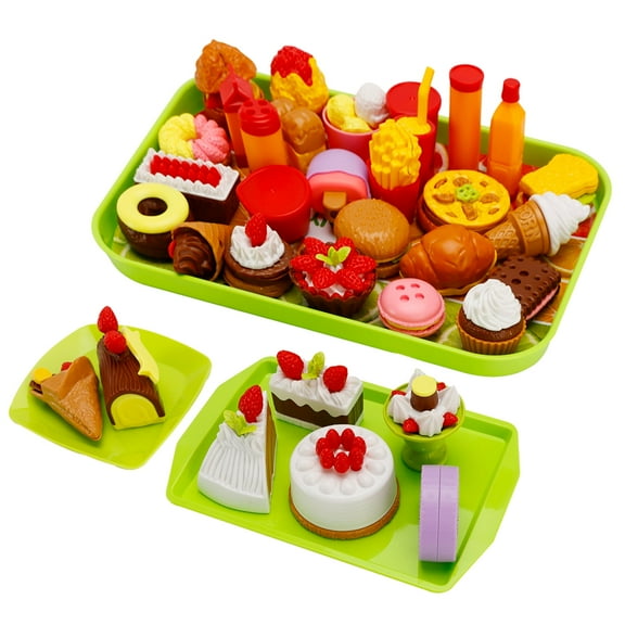 34 PCS Pretend Play Desserts Food Toy for Kitchen, Play Dounts, Cupcakes Bakery Toys Ice Cream Cupcake Play Food Birthday Gift