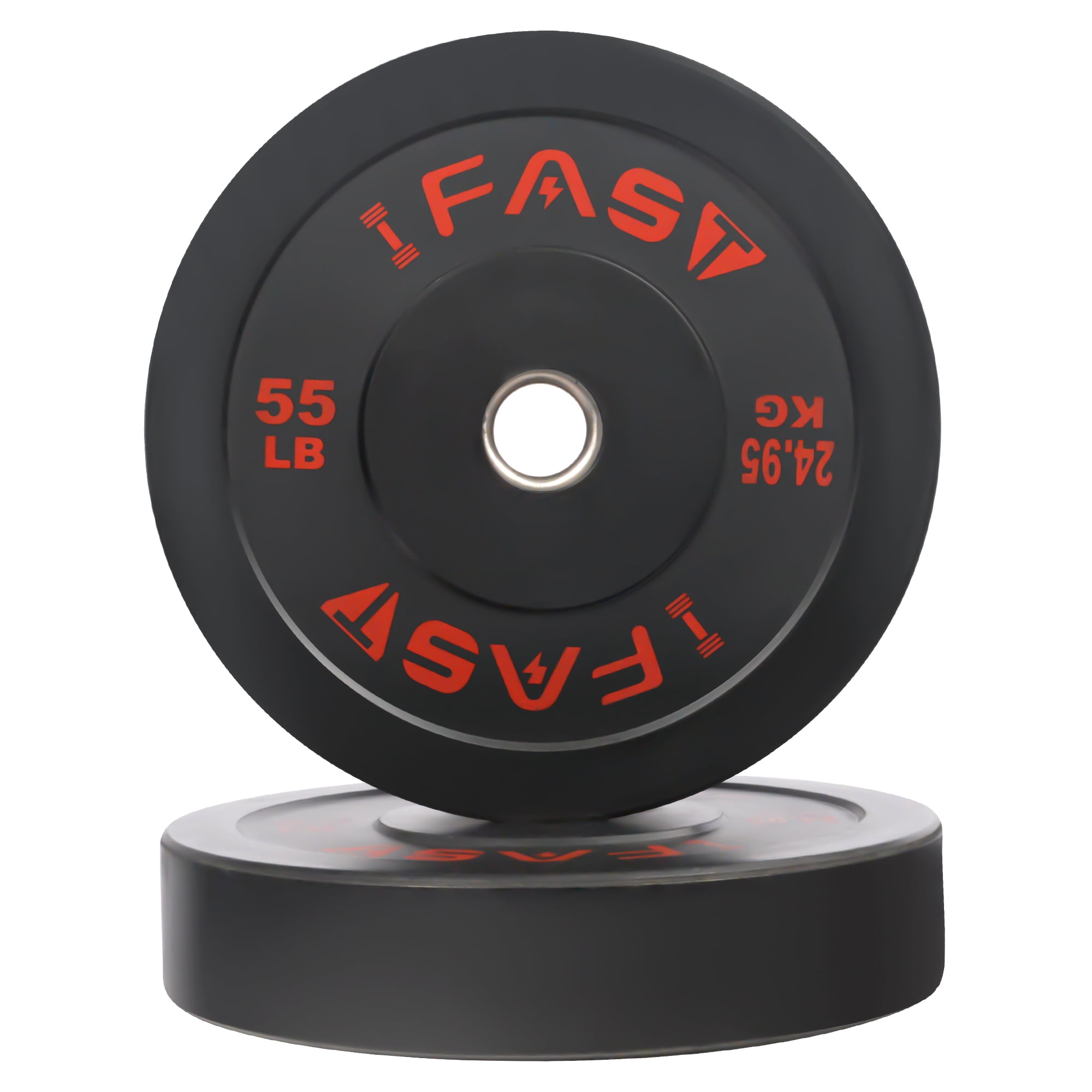 IVV 55LBS Olympic Bumper Plates, 1 Pair Olympic Weight Plates with Steel Insert, Rubber Bumper Weights Plates for Weight Lifting and Strength Training