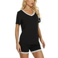 thumbnail image 4 of Unique Bargains Women's Sleepwear Lounge Soft Nightwear with Pockets Pajama Set S Black, 4 of 5