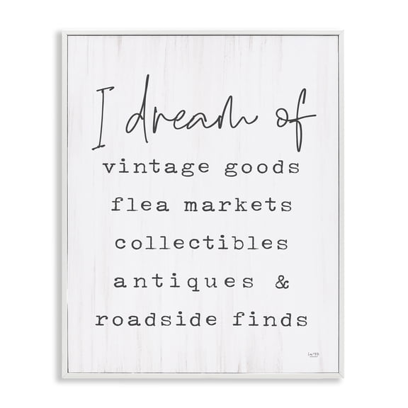 Stupell Industries Cottage Dream Of Antiques Phrase White Framed Giclee Art, 16 x 20, by Lux Me Designs